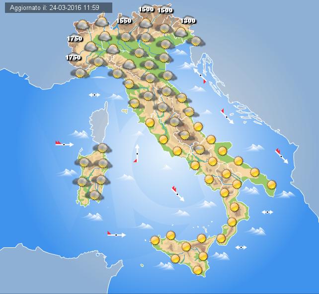 Previsioni meteo domani 25 Marzo 
