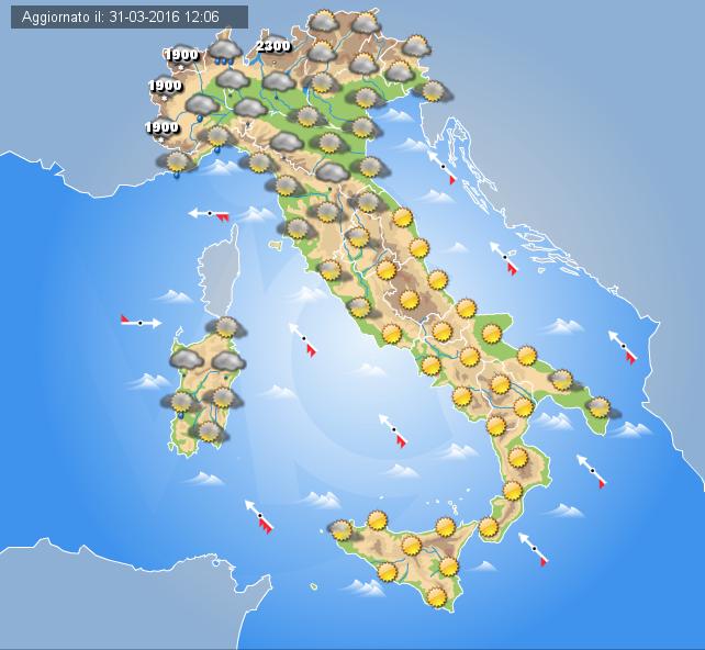 Previsioni meteo domani 1 Aprile