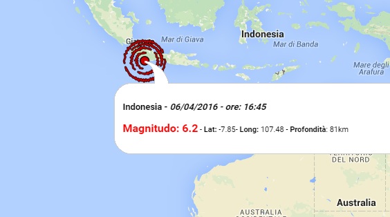 terremoto oggi indonesia giakarta giava m 6.2
