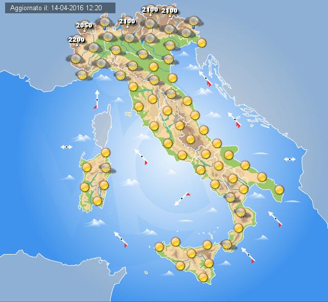Previsioni meteo domani 15 Aprile