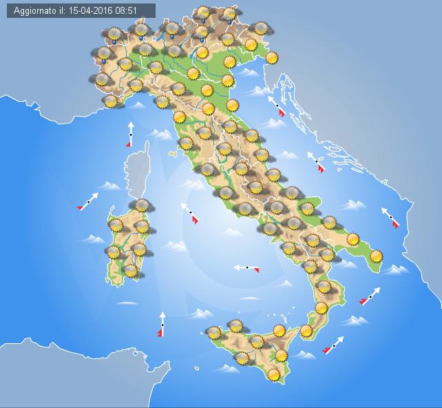 Previsioni meteo domani 16 Aprile