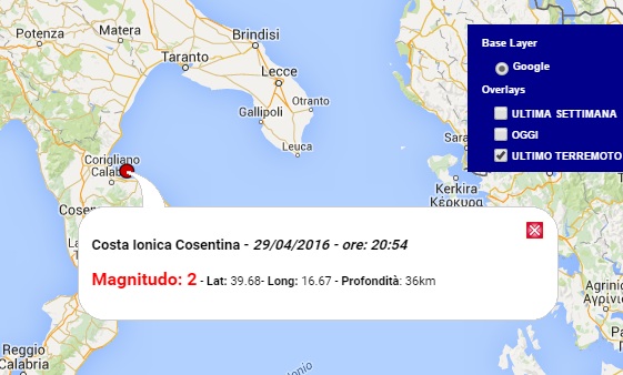 terremoto oggi costa ionica cosentina