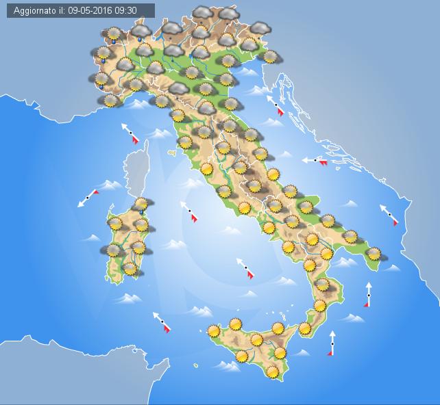 Previsioni meteo per domani 10 Maggio 2016