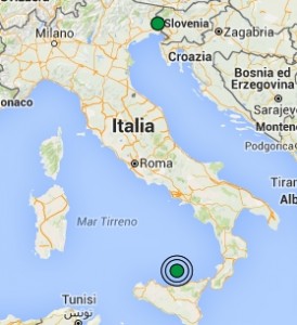 Terremoto oggi Friuli Venezia Giulia 25 maggio 2016 scossa M 2.1 in provincia di Udine, M 2.4 Eolie - Dati Ingv