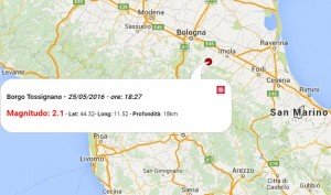 Terremoto oggi Emilia Romagna 25 maggio 2016: scossa M 2.1 provincia di Bologna, M 2.1 in provincia di Udine - Dati Ingv