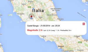 Terremoto oggi Lazio e Umbria, 31 maggio 2016: scossa M 3.4 in provincia di Viterbo, M 2.6 provincia di Terni - Dati Ingv