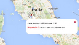 Terremoto oggi Umbria, 31 maggio 2016: scossa M 3.0 in provincia di Terni - Dati Ingv