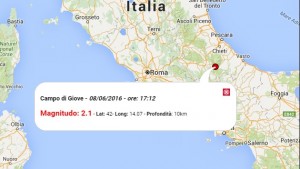 Terremoto oggi Abruzzo, 8 giugno 2016: scossa M 2.1 in provincia dell'Aquila - Dati Ingv