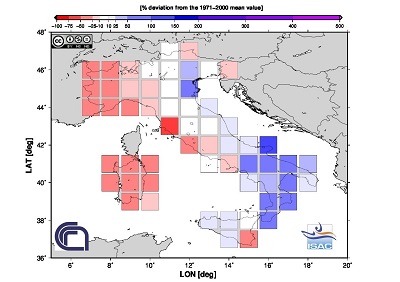Anomalia nelle precipitazioni durante la primavera 2016 sull'Italia, che ha chiuso esattamente in media consideranto la totalità della Penisola