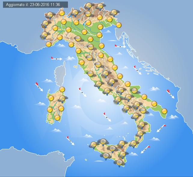 Previsioni Meteo Italia, domani 24 Giugno 