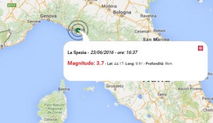 Terremoto oggi Liguria e Toscana, 23 giugno 2016: scossa M 3.7 La Spezia, M 2.9 e M 2.0 Siena - Dati Ingv