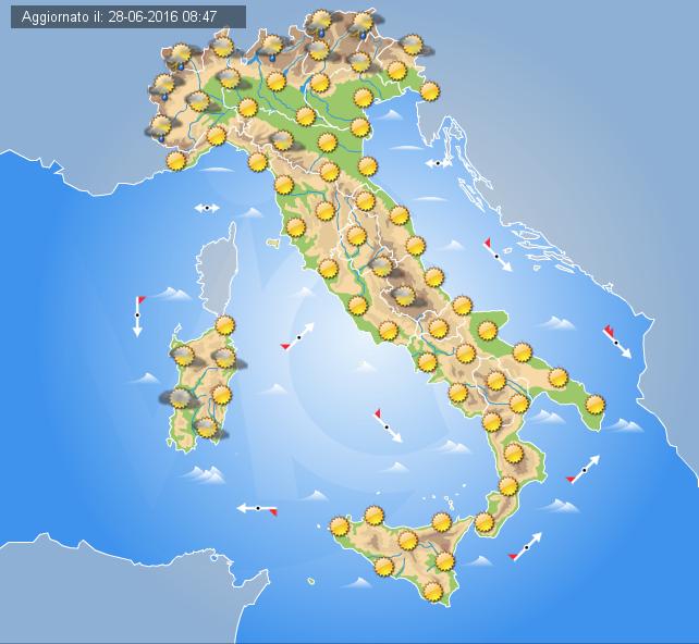 Previsioni Meteo Italia, domani 29 Giugno 