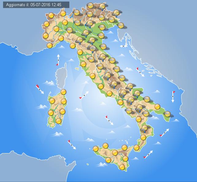 Previsioni Meteo Italia, domani 6 Luglio 2016