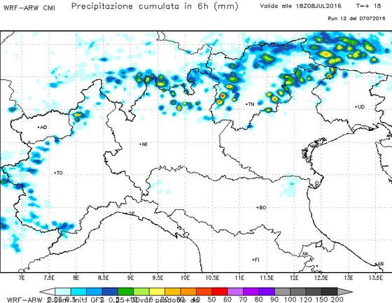 Solo locali fenomeni sulle Alpi nel pomeriggio di oggi secondo il nostro modello WRF Solo locali fenomeni sulle Alpi nel pomeriggio di oggi secondo il nostro modello WRF