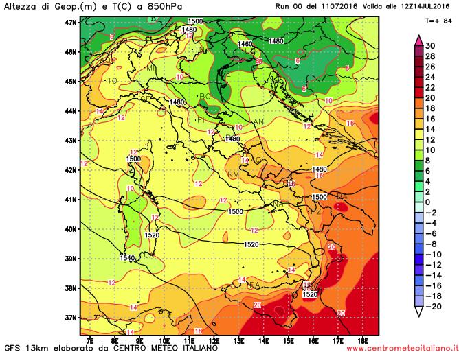 Calo delle temperature in arrivo da Mercoledì 13 luglio sull'Italia Calo delle temperature in arrivo da Mercoledì 13 luglio sull'Italia