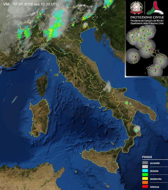 Temporali anche intensi su Piemonte e Lombardia, molto caldo al Centro-Sud con temperature fino a +38 gradi