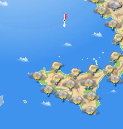 Le previsioni meteo per la mattinata di sabato, in evidenza i temporali sulle coste tirreniche di Calabria e Sicilia - Elaborazione grafica CMI