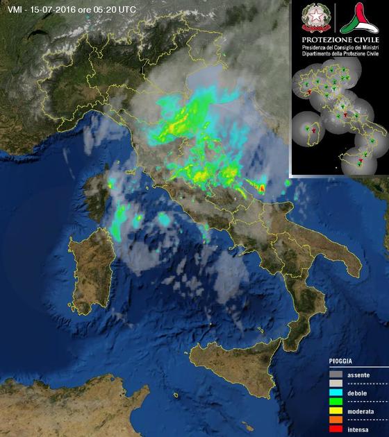 Tempo in atto: maltempo sull'Italia con temporali e nubifragi anche intensi soprattutto lungo l'Adriatico - protezionecivile.gov.it