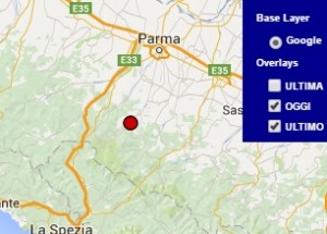 Terremoto oggi Italia 15 luglio 2016 ieri scossa M 2.2 in provincia di Parma - Dati Ingv