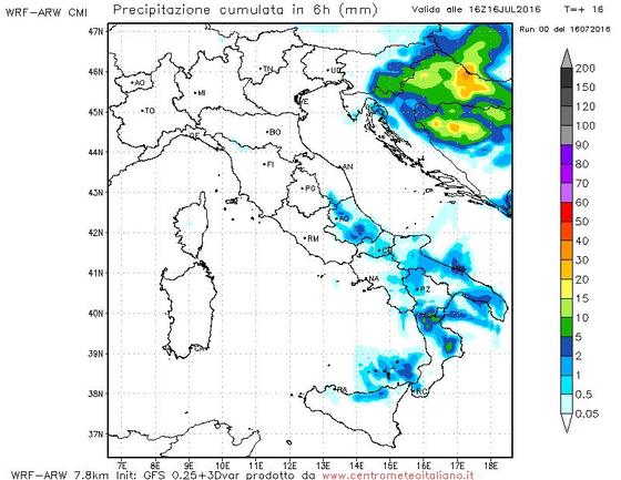 Precipitazioni previste nelle prossime ore dal nostro modello WRF sull'Italia Precipitazioni previste nelle prossime ore dal nostro modello WRF sull'Italia