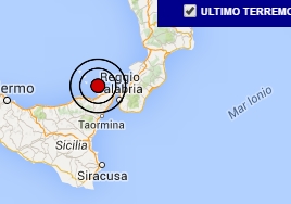 Terremoto oggi Sicilia 21 luglio 2016 scossa M 3.3 costa siciliana nord orientale - Dati Ingv