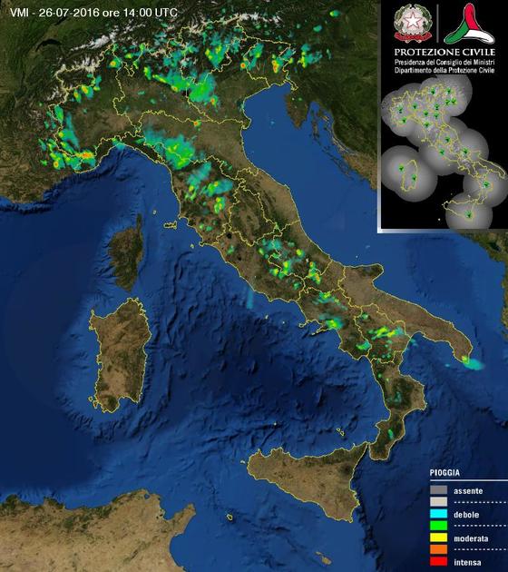 Tempo in atto: si accende l'instabilità sull'Italia con acquazzoni e temporali sparsi, localmente intensi su Alpi e Appennino - protezionecivile.gov.it