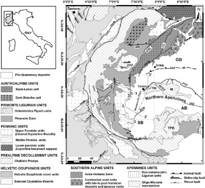 Assetto geologico-strutturale del settore alpino occidentale - fonte: researchgate