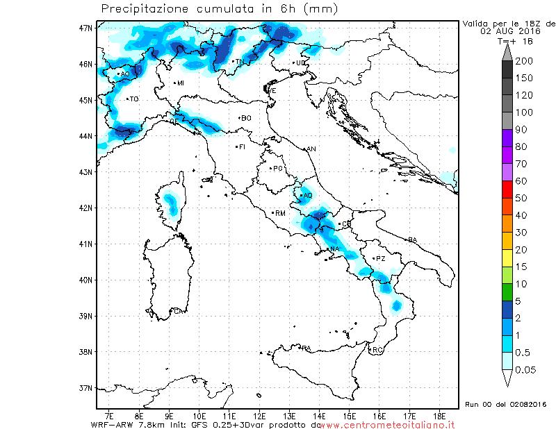 Locali fenomeni previsti per il pomeriggio di oggi sull'Italia Locali fenomeni previsti per il pomeriggio di oggi sull'Italia