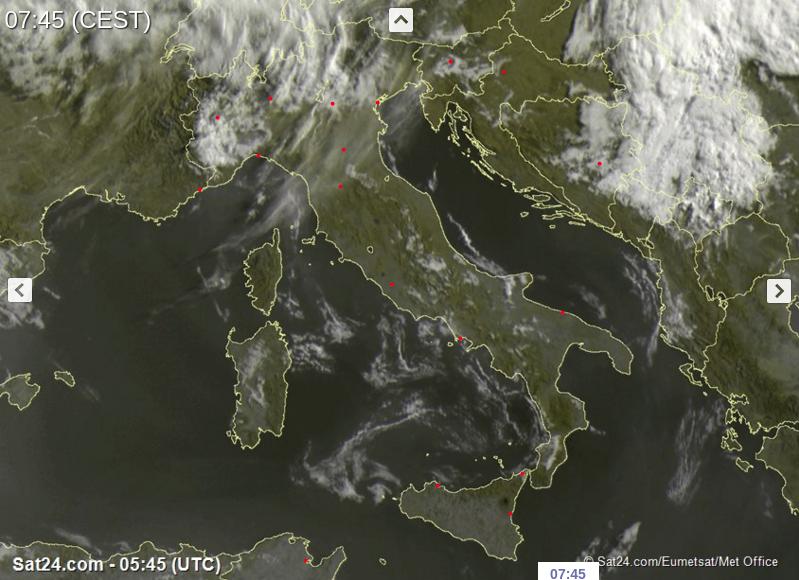 Tempo in atto: sull'Italia ancora locali pomeridiani soprattutto su Alpi orientali e zone interne del Centro-Sud - sat24.com Tempo in atto: sull'Italia ancora locali pomeridiani soprattutto su Alpi orientali e zone interne del Centro-Sud - sat24.com