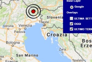 Terremoto oggi Friuli Venezia Giulia 10 agosto 2016 scosse M 3.0 e 3.1 provincia di Udine - Dati Ingv
