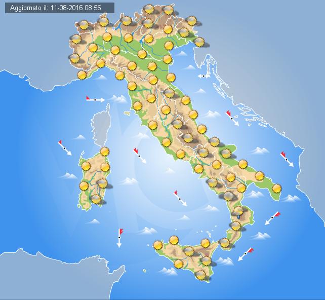 Previsioni Meteo Domani 12 Agosto 2016 