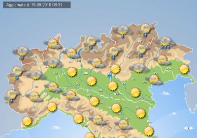 Focus temporali al Nord - Mappa previsionale relativa alle ore pomeridiane - Elaborazione grafica CMI