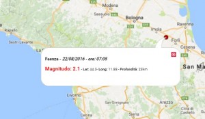 Terremoto oggi Emilia Romagna, 22 agosto 2016: scossa M 2.1 in provincia di Ravenna - Dati INGV