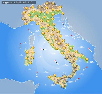Previsioni Meteo Domani 25 Agosto 2016