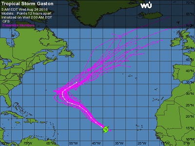 Stando alle ultime uscite dei modelli, l'uragano Gasto potrebbe arrivare fino all'Europa occidentale all'inizio di settembre