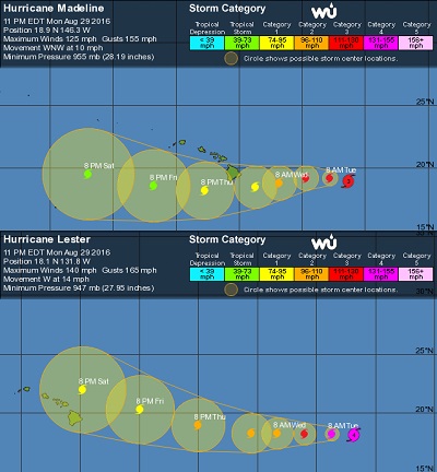 Gli uragani Lester e Madeline hanno messo nel mirino le Hawaii, che in una settimana saranno interessate da due tempeste intense