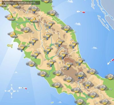 Previsioni per il pomeriggio di domani, 5 settembre 2016