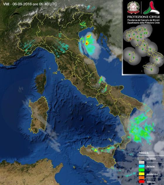 Piogge e temporali al momento in atto sull'Italia - protezionecivile.gov.it Piogge e temporali al momento in atto sull'Italia - protezionecivile.gov.it