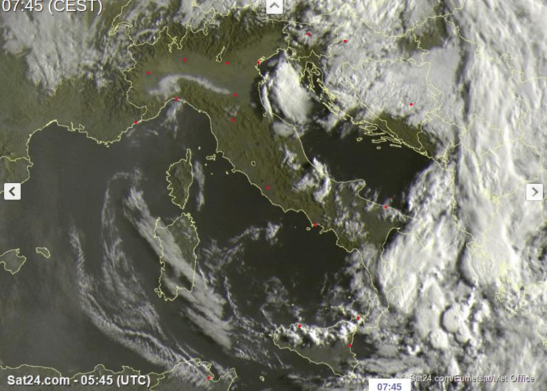 Tempo in atto: goccia fredda in ingresso sull'Italia porta condizioni di tempo instabile con piogge e temporali localmente anche di forte intensità - sat24.com Tempo in atto: goccia fredda in ingresso sull'Italia porta condizioni di tempo instabile con piogge e temporali localmente anche di forte intensità - sat24.com
