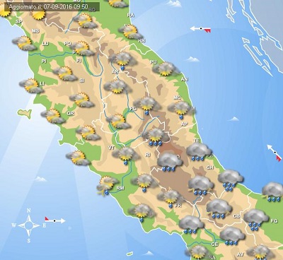 Previsioni Meteo Centro Italia per il pomeriggio di oggi, 07 settembre 2016