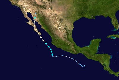 Ecco la traiettoria seguita dall'uragano Newton la tempesta è arrivata sul Messico come categoria 1 devastando la zona nord occidentale del paese