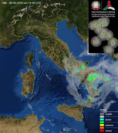 Precipitazioni al momento in atto sull'Italia - protezionecivile.gov.it