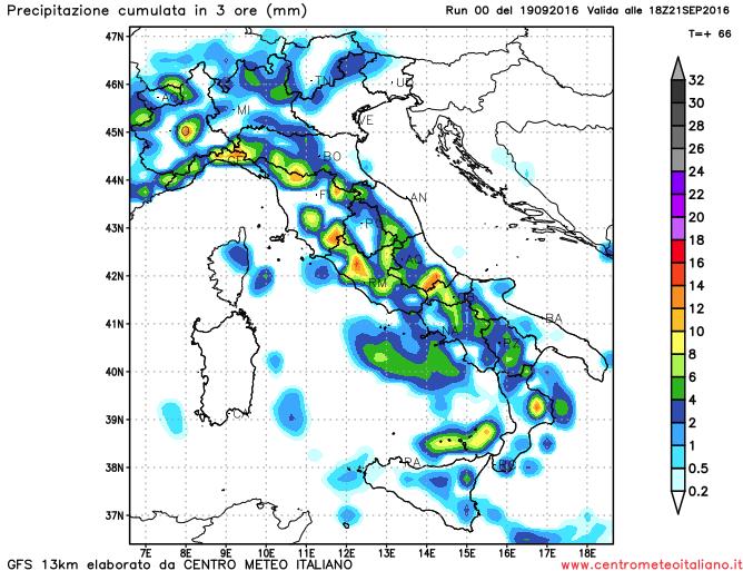 Tempo instabile almeno fino a Mercoledì secondo il modello GFS sull'Italia