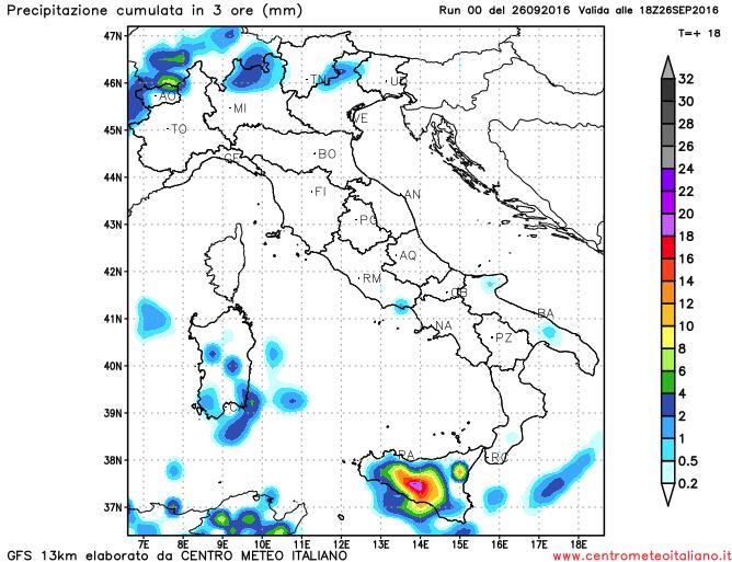 Fenomeni localmente intensi oggi sulla Sicilia, più sporadici e deboli altrove