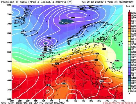 Vasto e robusto campo di alta pressione nei prossimi giorni sull'Italia che favorirà le inversioni termiche