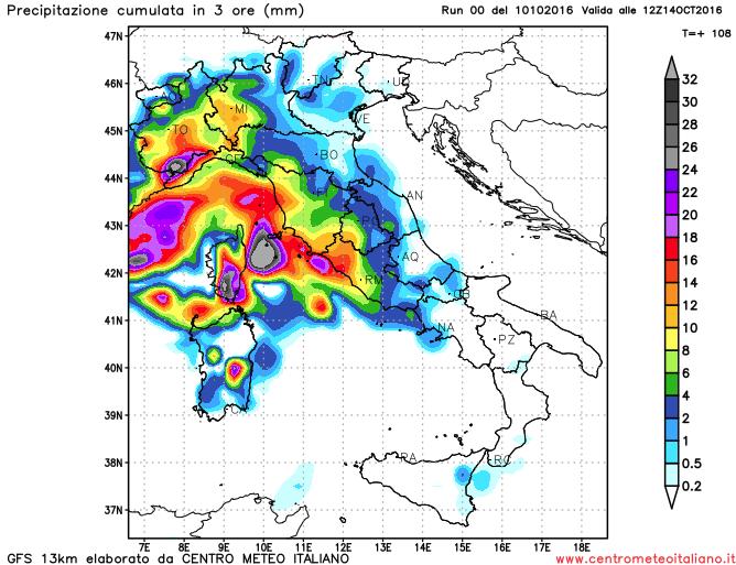 Maltempo in arrivo nella seconda metà della settimana secondo il modello GFS