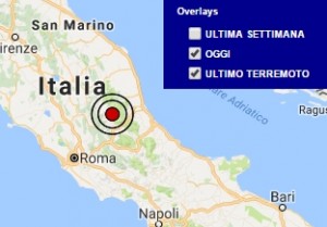 Terremoto oggi Lazio 11 ottobre 2016 scossa M 2.8 provincia di Rieti - Dati Ingv