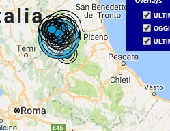 Terremoto oggi Umbria 21 ottobre 2016 scossa M 2.1 in provincia di Perugia - Dati Ingv