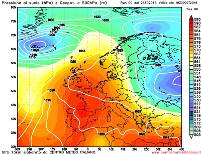 Analisi modelli GFS00Z: graduale rimonta anticiclonica sull' Europa centro-occidentale e sull' Italia