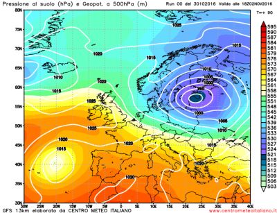 Analisi modelli GFS00Z:  atteso un periodo più incerto nel medio termine, ancora stabile i prossimi giorni 30 ottobre 2016
